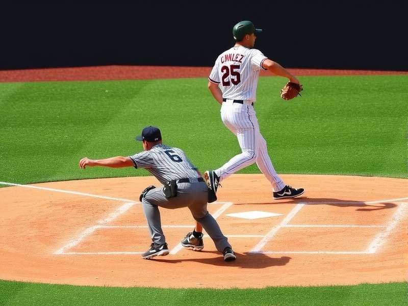 Baseball field during sunset with players