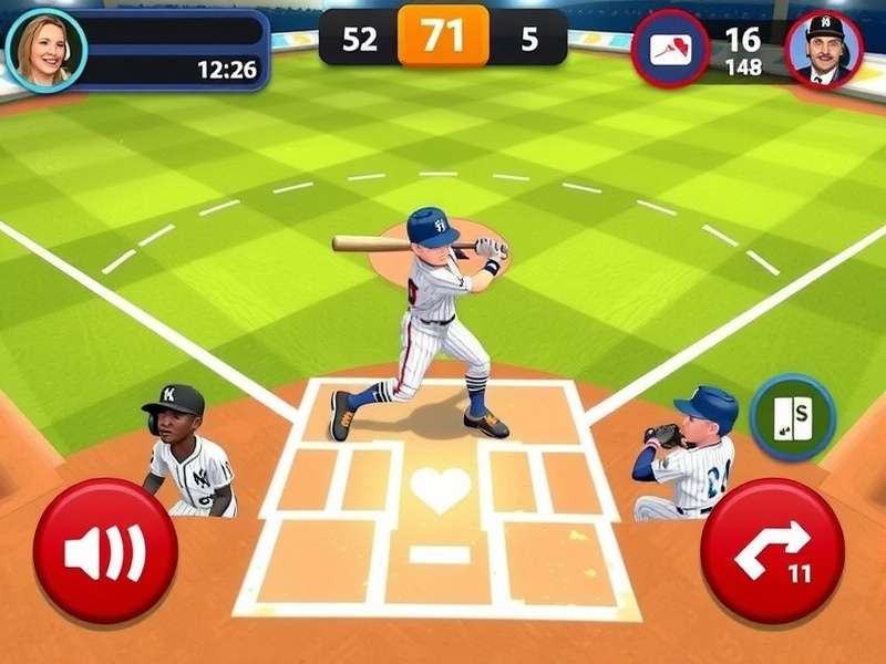 Screenshot of MLB 9 Innings 24 gameplay on a smartphone showing a batter hitting a home run