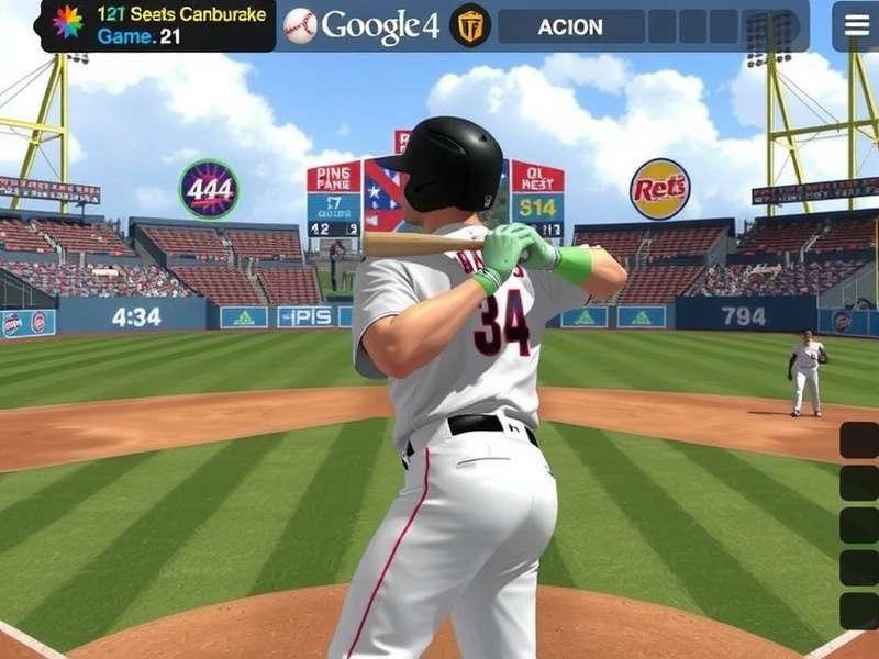 Screenshot of the interactive Google Baseball Doodle game in action