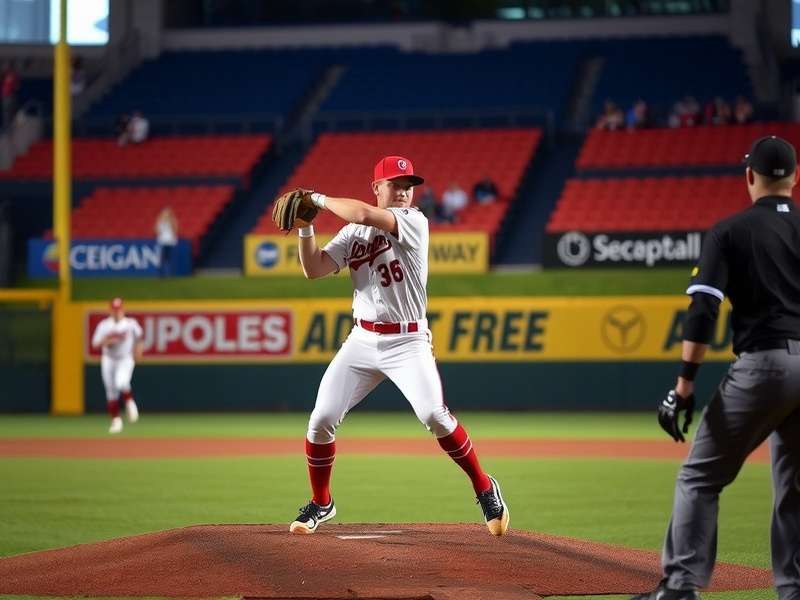 Gaucho baseball player swinging bat in a classic stadium