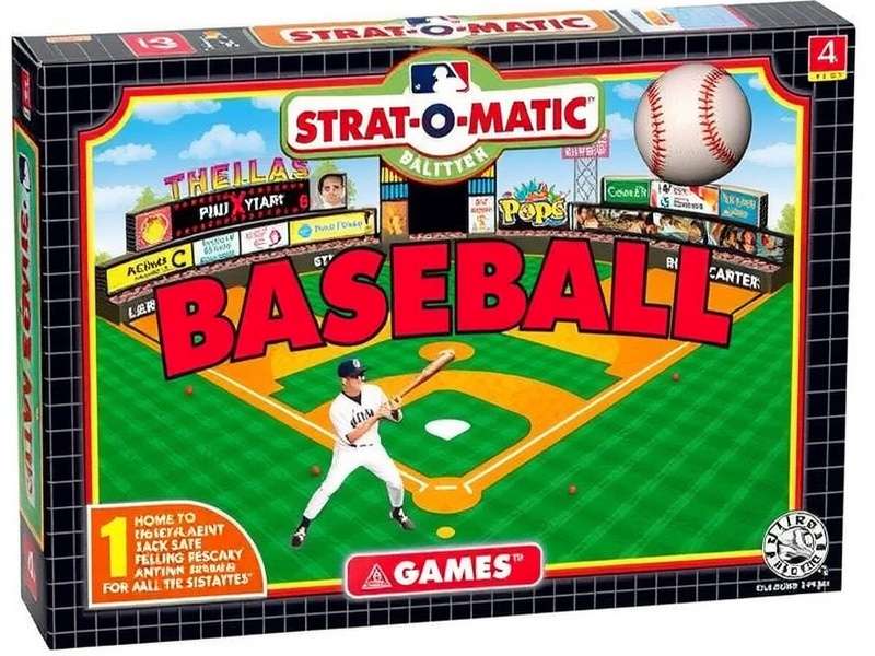 Strat-O-Matic Baseball Board Game setup with cards and dice