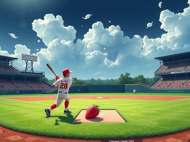 Strawberry Baseball field with players in action during a summer tournament