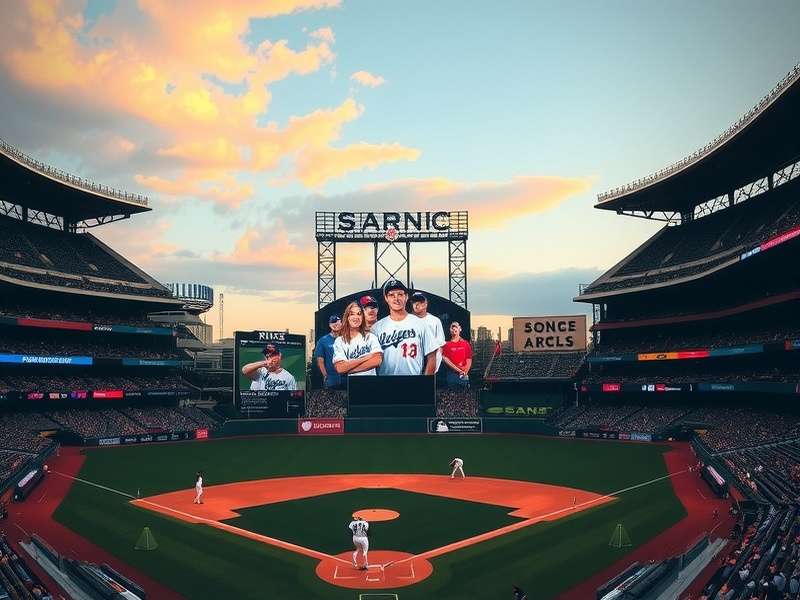 Dodger players celebrating a walk-off home run at sunset in Dodger Stadium