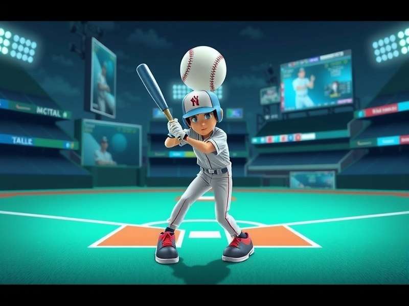 Person playing a baseball video game on a laptop