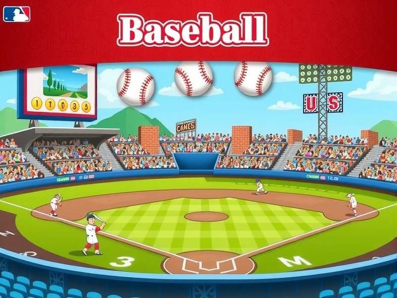Digital baseball game interface showing a cartoon batter and pitcher