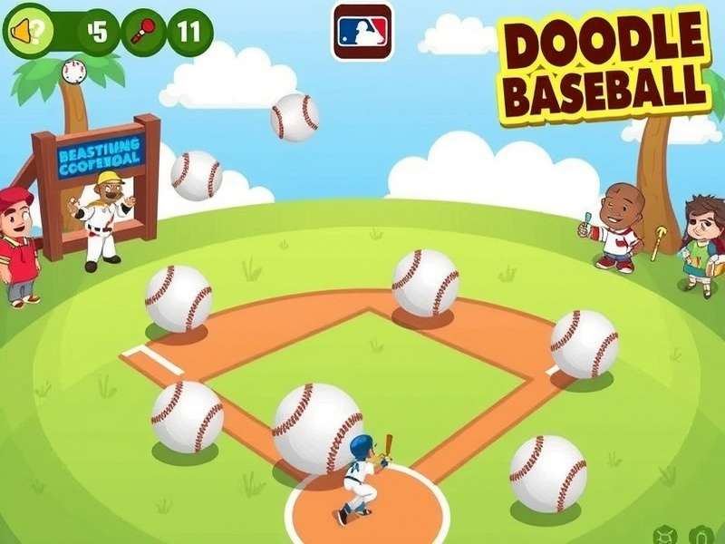 Close-up of a digital baseball bat hitting a ball in a cartoon style game