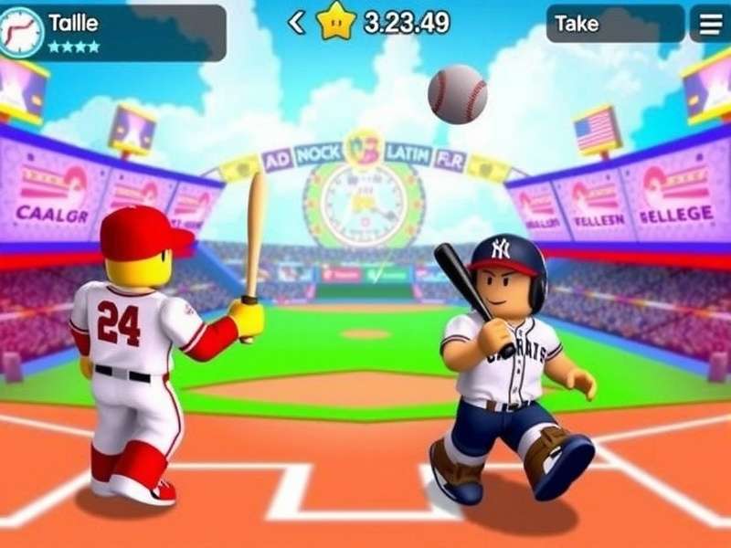 Roblox baseball game screenshot showing a player hitting a home run
