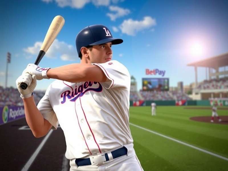 A person playing a realistic baseball video game on a high-end gaming PC