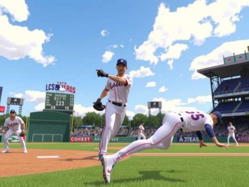 A person playing a baseball video game on a PS5 console with a controller