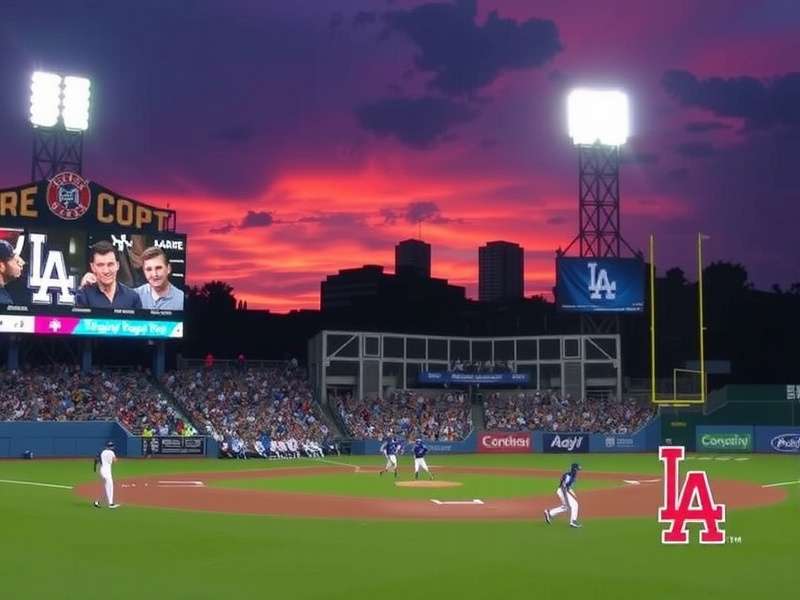 Los Angeles Dodgers night game at Dodger Stadium with fans cheering