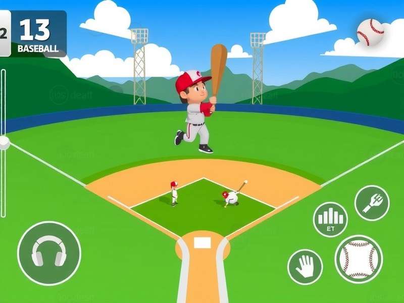 Baseball video game simulation on computer screen showing pitcher and batter