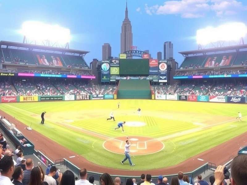 Baseball stadium in New York City with fans cheering