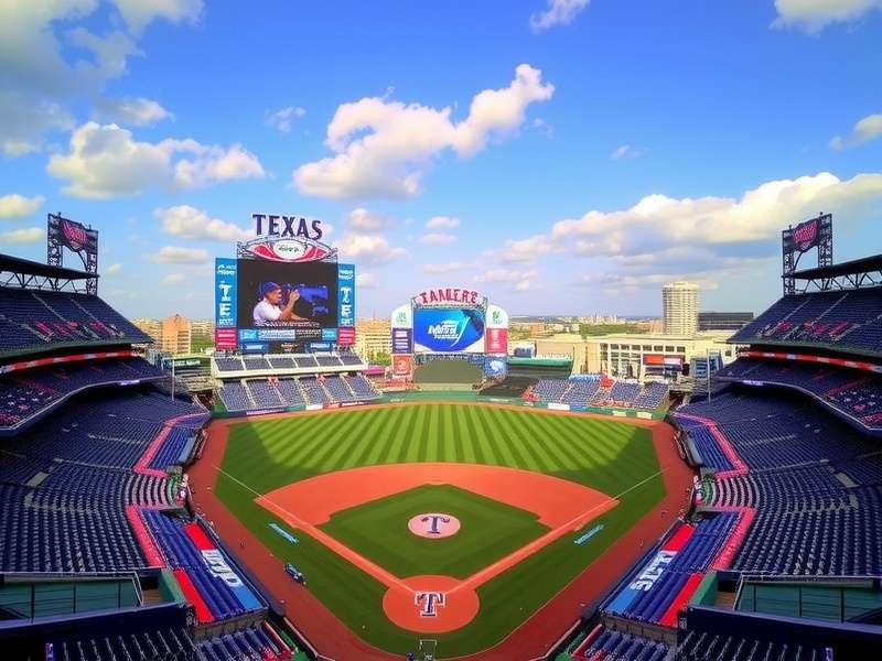 Globe Life Field, home of the Texas Rangers, with its retractable roof open on a sunny game day