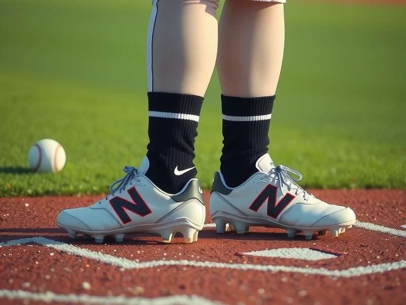Collection of modern baseball cleats on grass with a baseball