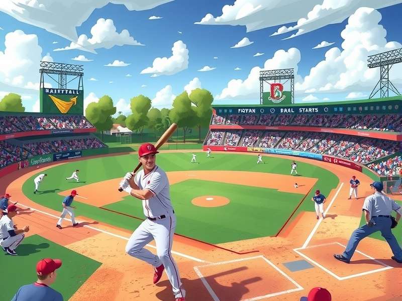 Children playing baseball in a community park