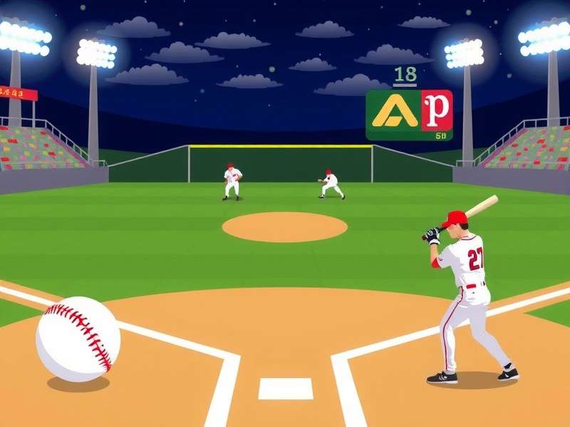 MLB baseball game at night with stadium lights