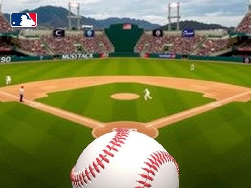 Baseball stadium with scoreboard showing game schedule