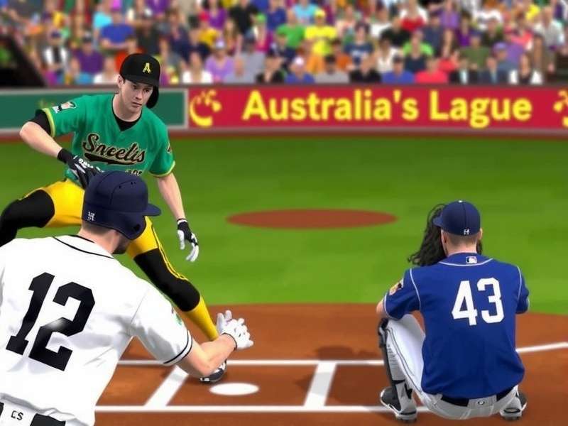 Australian Baseball League game at a modern stadium with fans cheering