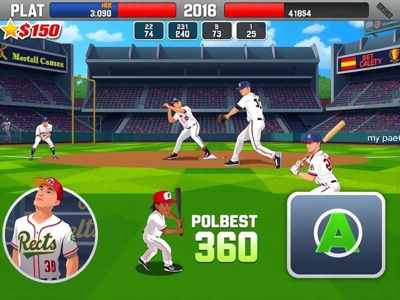 Person playing a baseball video game on a laptop