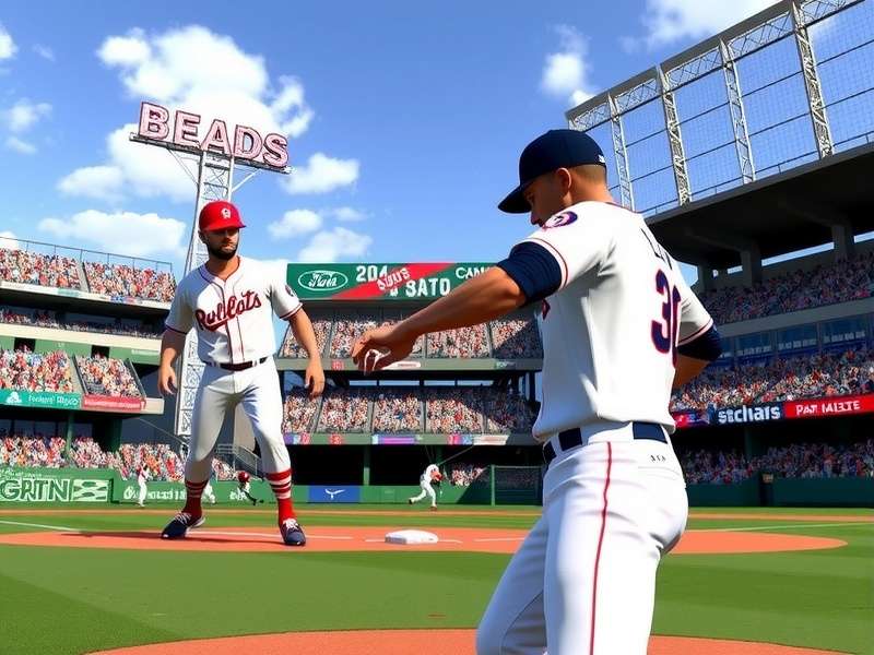 PS5 console with MLB The Show 24 gameplay on a large TV screen