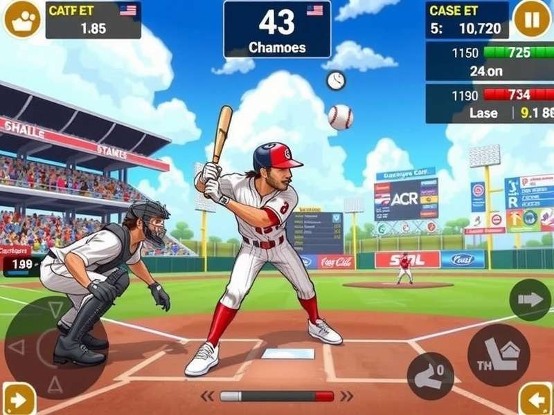 Baseball player hitting home run in digital game simulation
