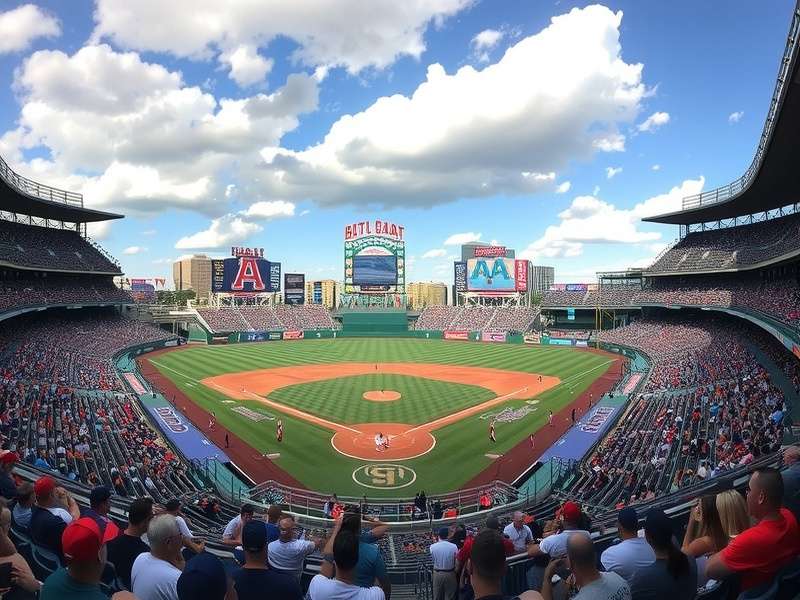 MLB stadium packed with fans during a day game