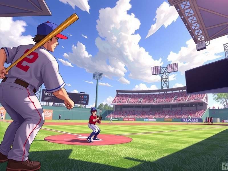 Harem Baseball gameplay overview showing a stadium and player stats overlay