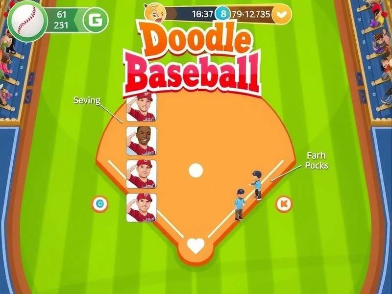 Doodle Baseball Game action shot with drawn-style players on a vibrant field