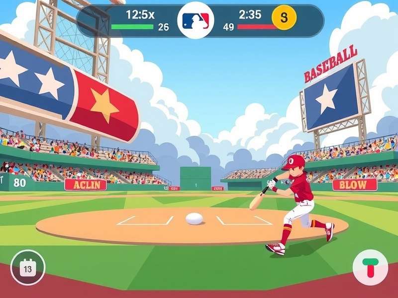 Google Doodle Baseball game interface showing batter and pixelated stadium