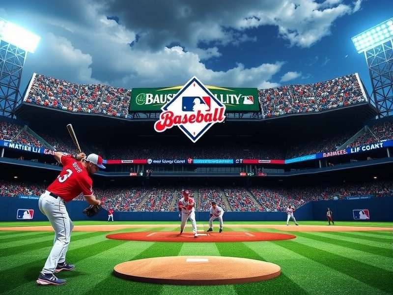 Baseball diamond under stadium lights — live game in progress