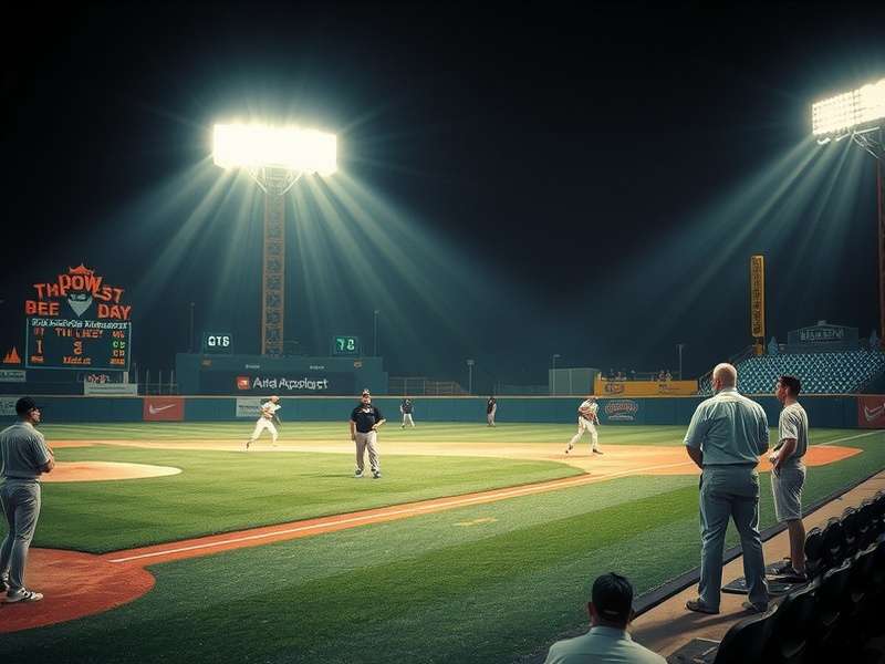 Apostle Baseball – The Heart of America's Pastime: a classic baseball diamond under golden hour light with players in action.